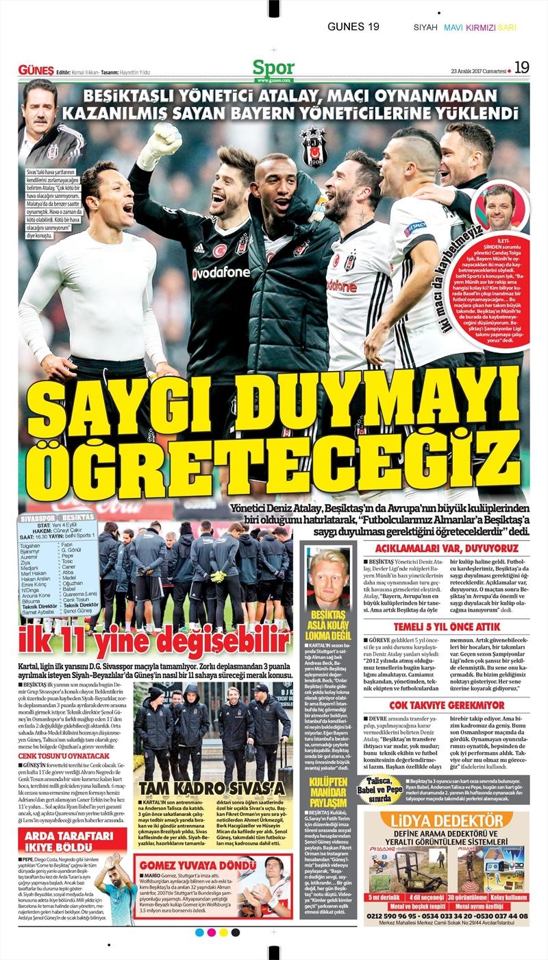 23 Aralık 2017 | Gazetelerin Beşiktaş Manşetleri - Görsel 6