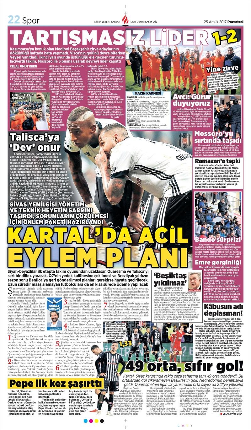 25 Aralık 2017 | Gazetelerin Beşiktaş Manşetleri - Görsel 6