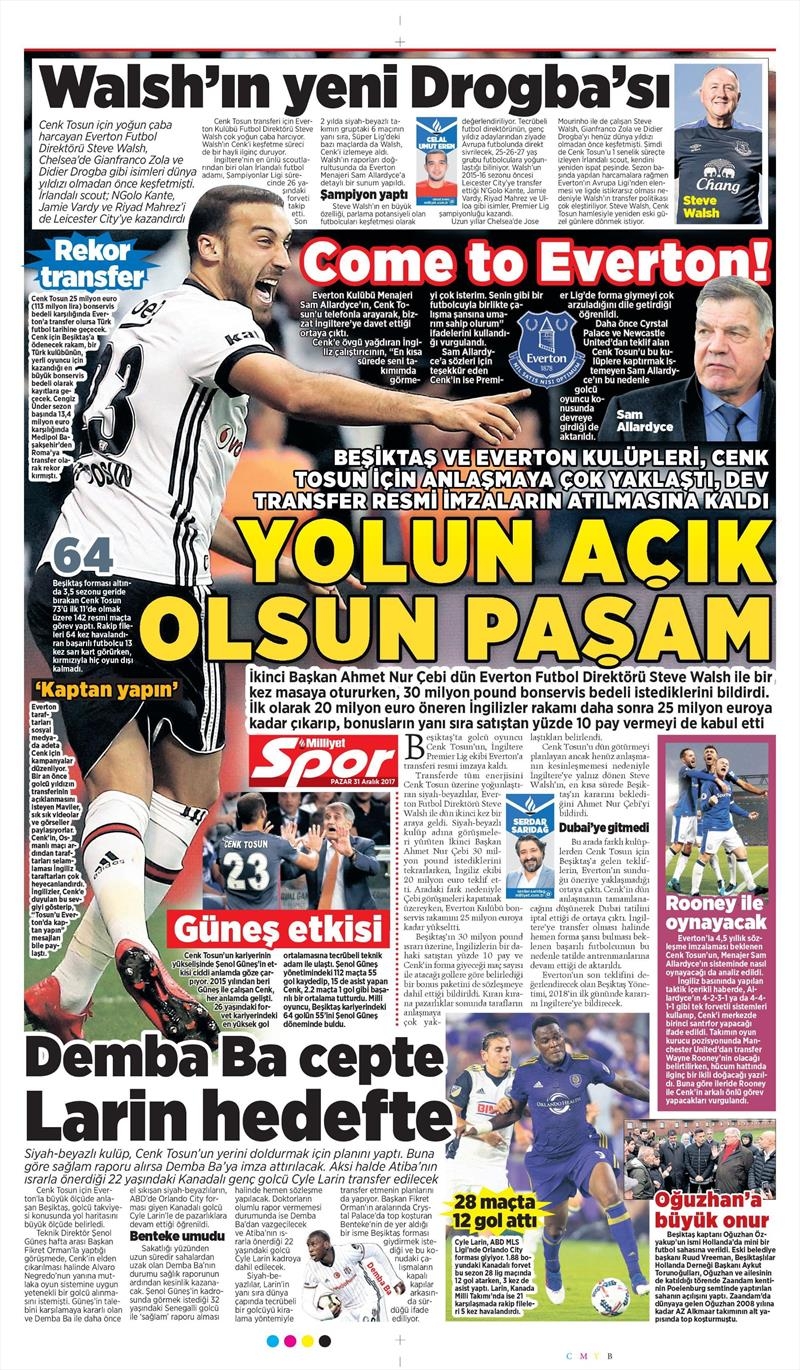 31 Aralık 2017 | Gazetelerin Beşiktaş Manşetleri - Görsel 8