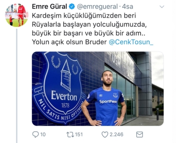 Cenk Tosun’a gelen tebrik ve destek mesajları. Tayyip Erdoğan’dan Hidayet Türkoğlu’na, Arda Turan’dan Burak Yılmaz’a... TFF unuttu mu? - Görsel 27