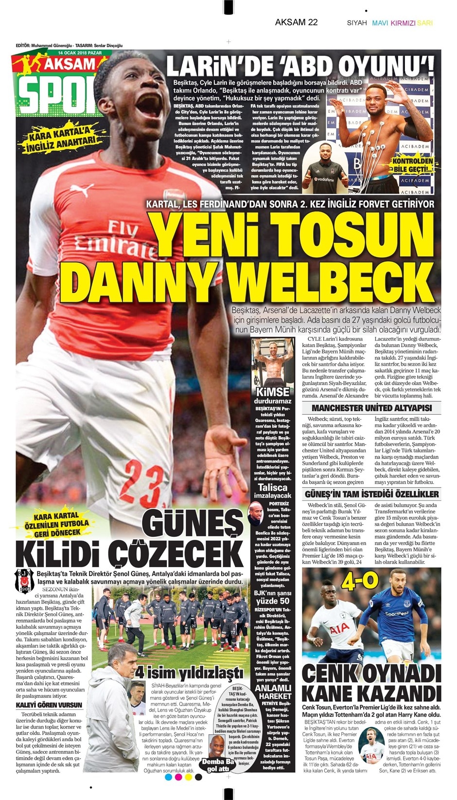 14 Ocak 2018 | Gazetelerin Beşiktaş Manşetleri - Görsel 2