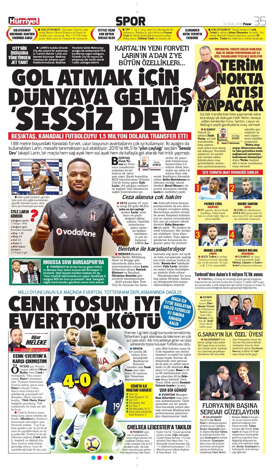 14 Ocak 2018 | Gazetelerin Beşiktaş Manşetleri - Görsel 3