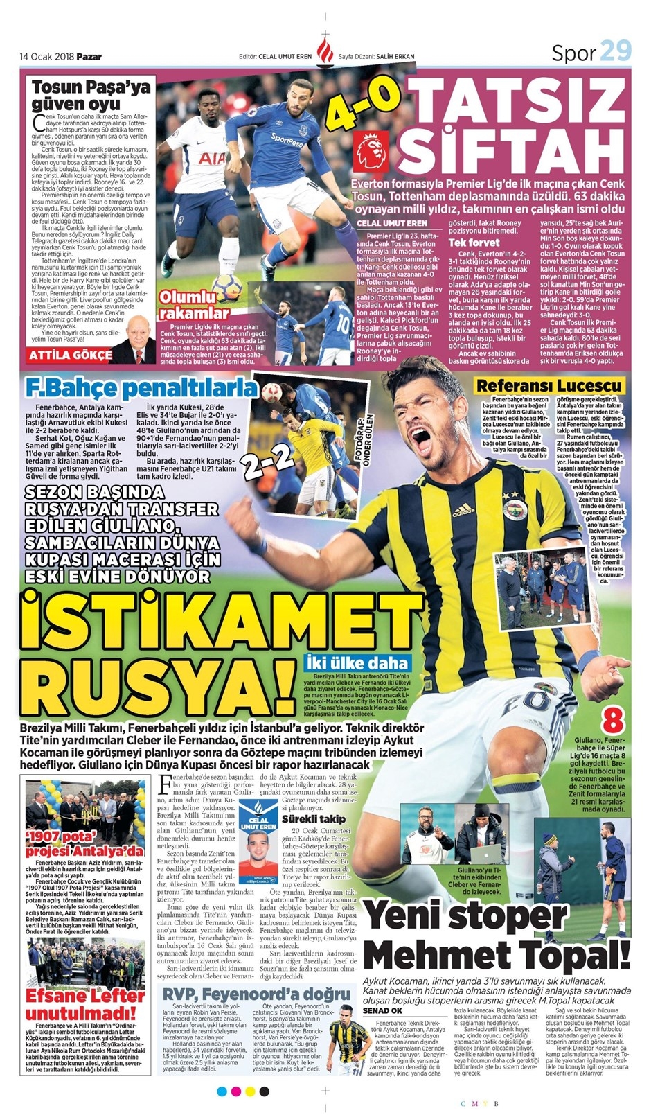 14 Ocak 2018 | Gazetelerin Beşiktaş Manşetleri - Görsel 6