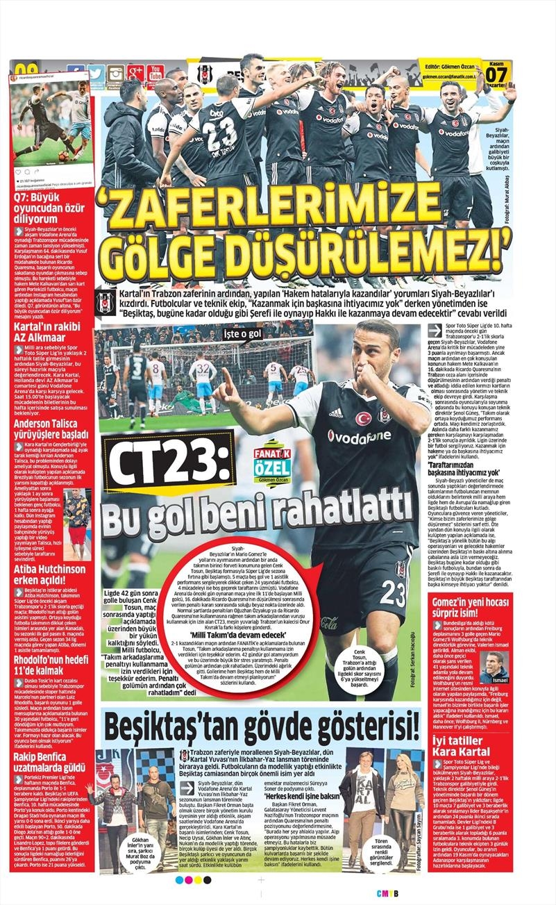 7 Kasım 2016 | Gazetelerin Beşiktaş sayfaları - Görsel 13