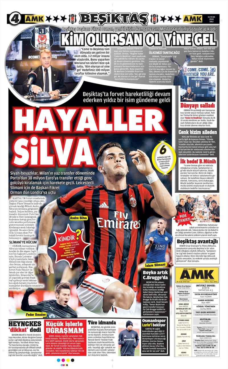 16 Ocak 2018 | Gazetelerin Beşiktaş Manşetleri - Görsel 5
