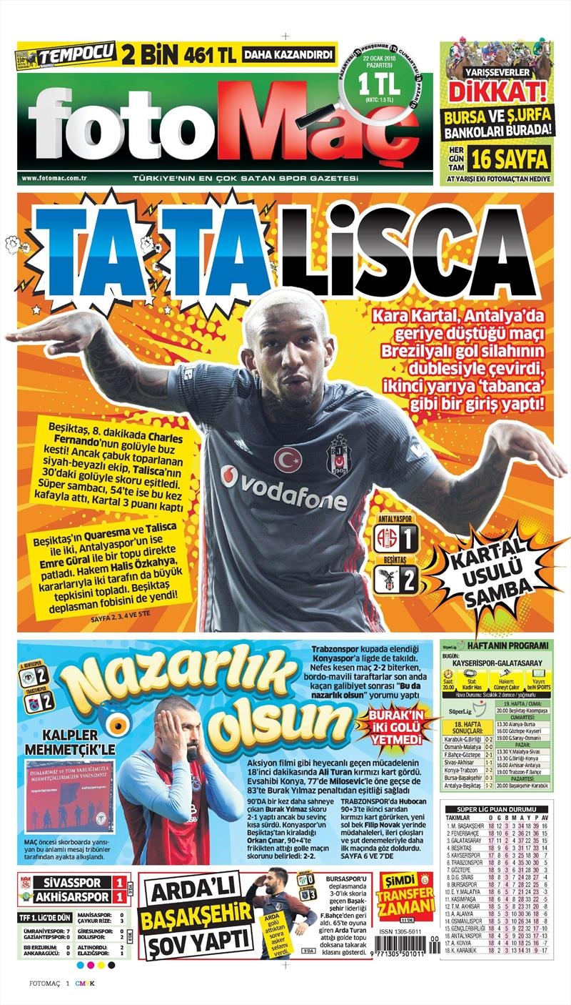 22 Ocak 2018 | Gazetelerin Beşiktaş Manşetleri - Görsel 7