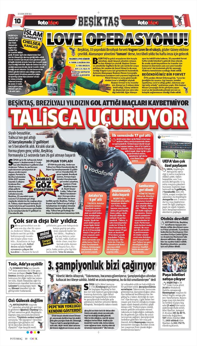 23 Ocak 2018 | Gazetelerin Beşiktaş Manşetleri - Görsel 4