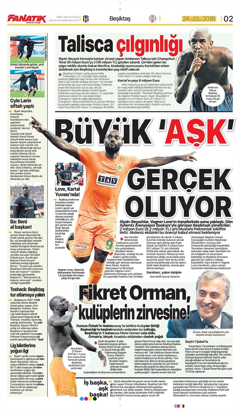 24 Ocak 2018 | Gazetelerin Beşiktaş Manşetleri - Görsel 4