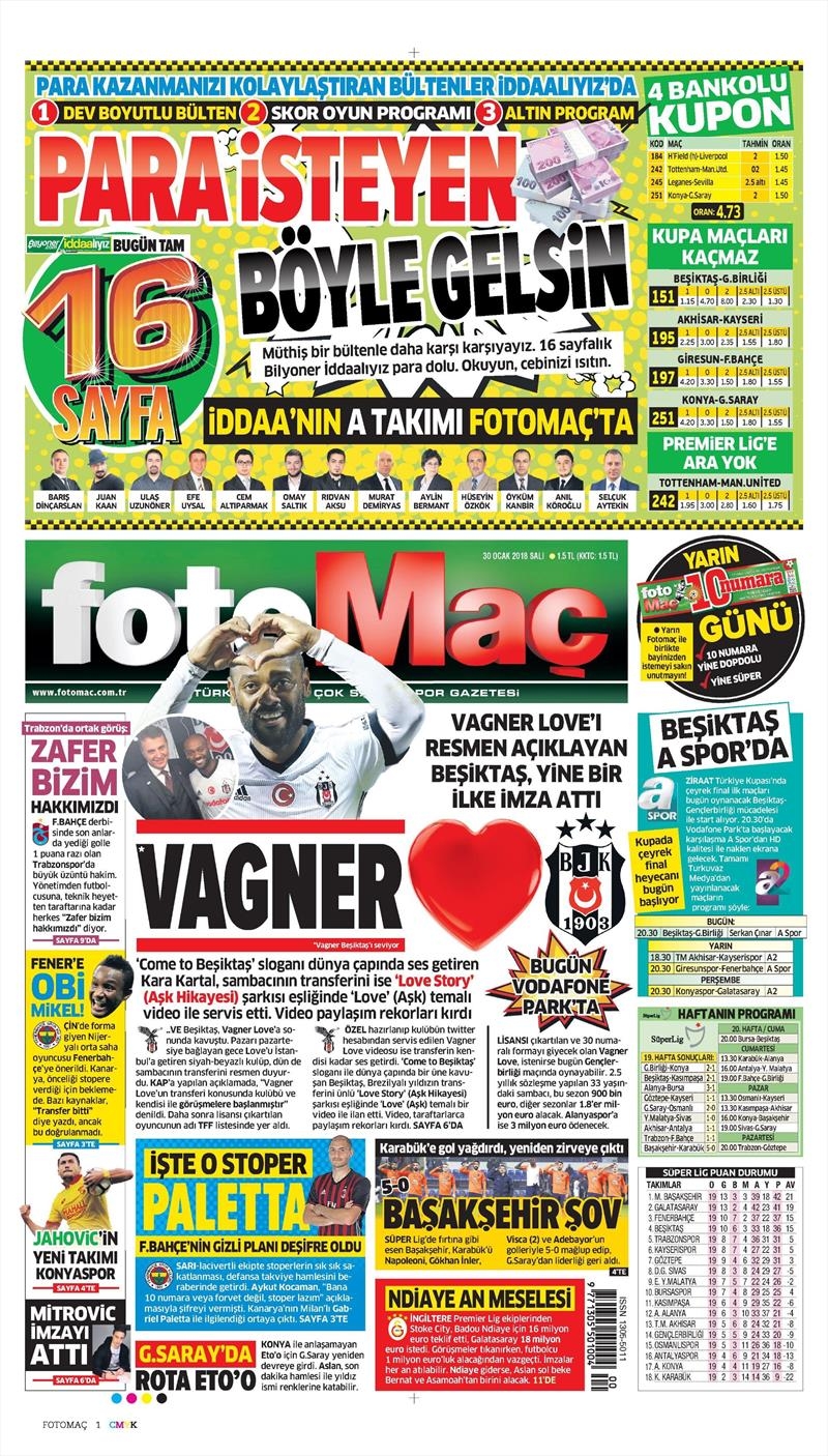 30 Ocak 2018 | Gazetelerin Beşiktaş Manşetleri - Görsel 5