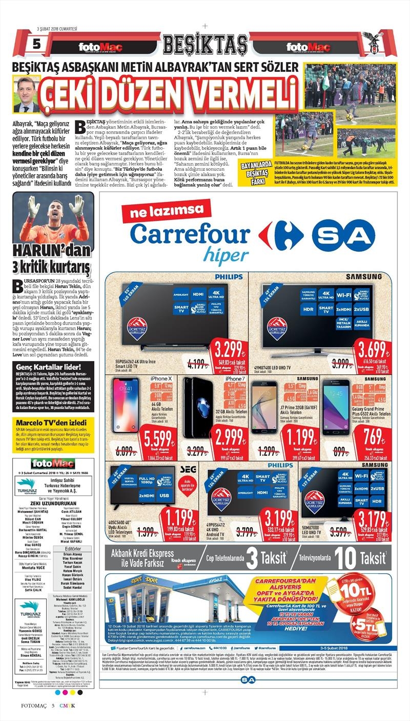03 Şubat 2018 | Gazetelerin Beşiktaş Manşetleri - Görsel 10