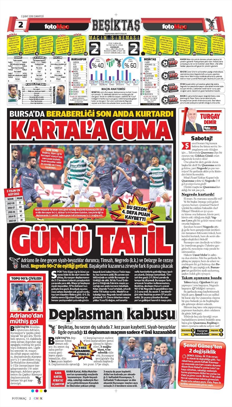 03 Şubat 2018 | Gazetelerin Beşiktaş Manşetleri - Görsel 11
