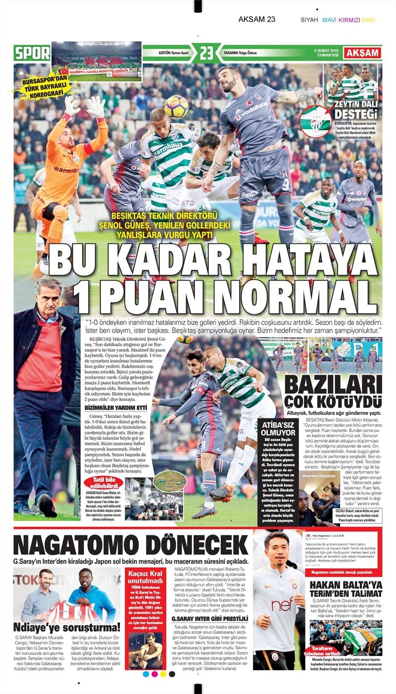 03 Şubat 2018 | Gazetelerin Beşiktaş Manşetleri - Görsel 2