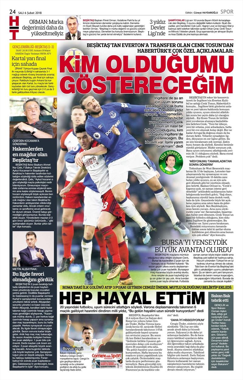 06 Şubat 2018 | Gazetelerin Beşiktaş Manşetleri - Görsel 4