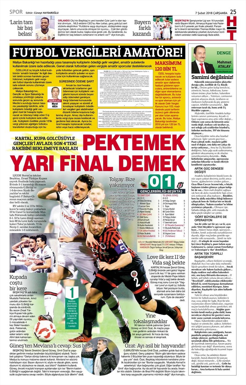 07 Şubat 2018 | Gazetelerin Beşiktaş Manşetleri - Görsel 4