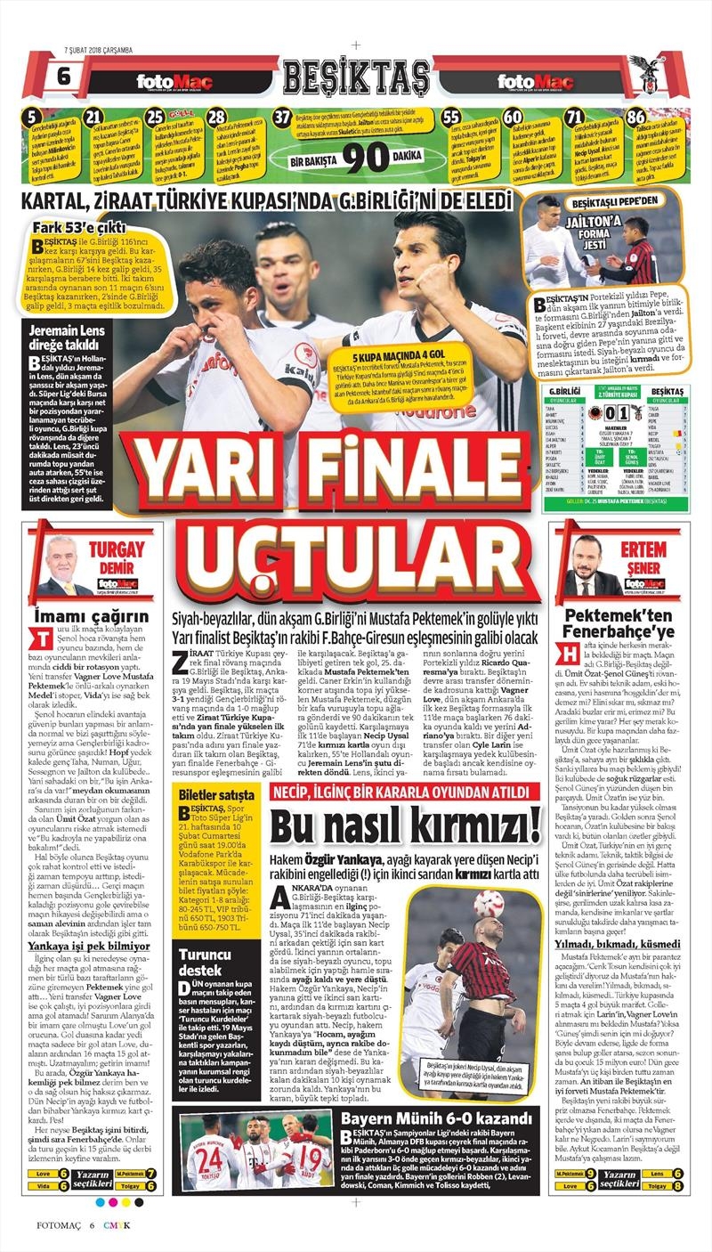 07 Şubat 2018 | Gazetelerin Beşiktaş Manşetleri - Görsel 7