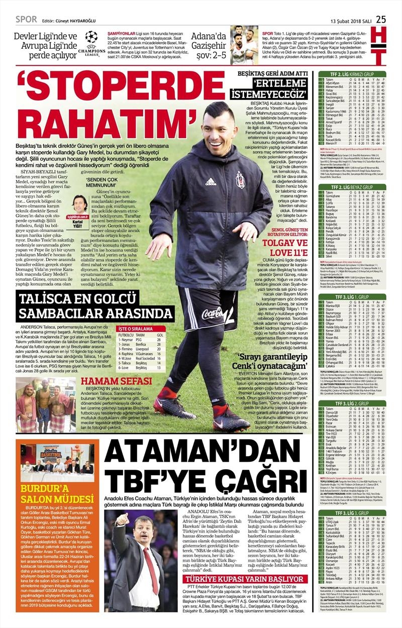 13 Şubat 2018 | Gazetelerin Beşiktaş Manşetleri - Görsel 3
