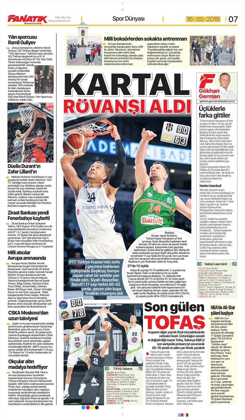 16 Şubat 2018 | Gazetelerin Beşiktaş Manşetleri - Görsel 2