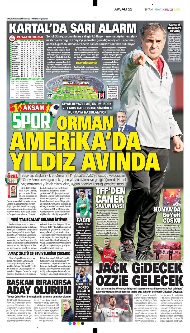 16 Şubat 2018 | Gazetelerin Beşiktaş Manşetleri - Görsel 5