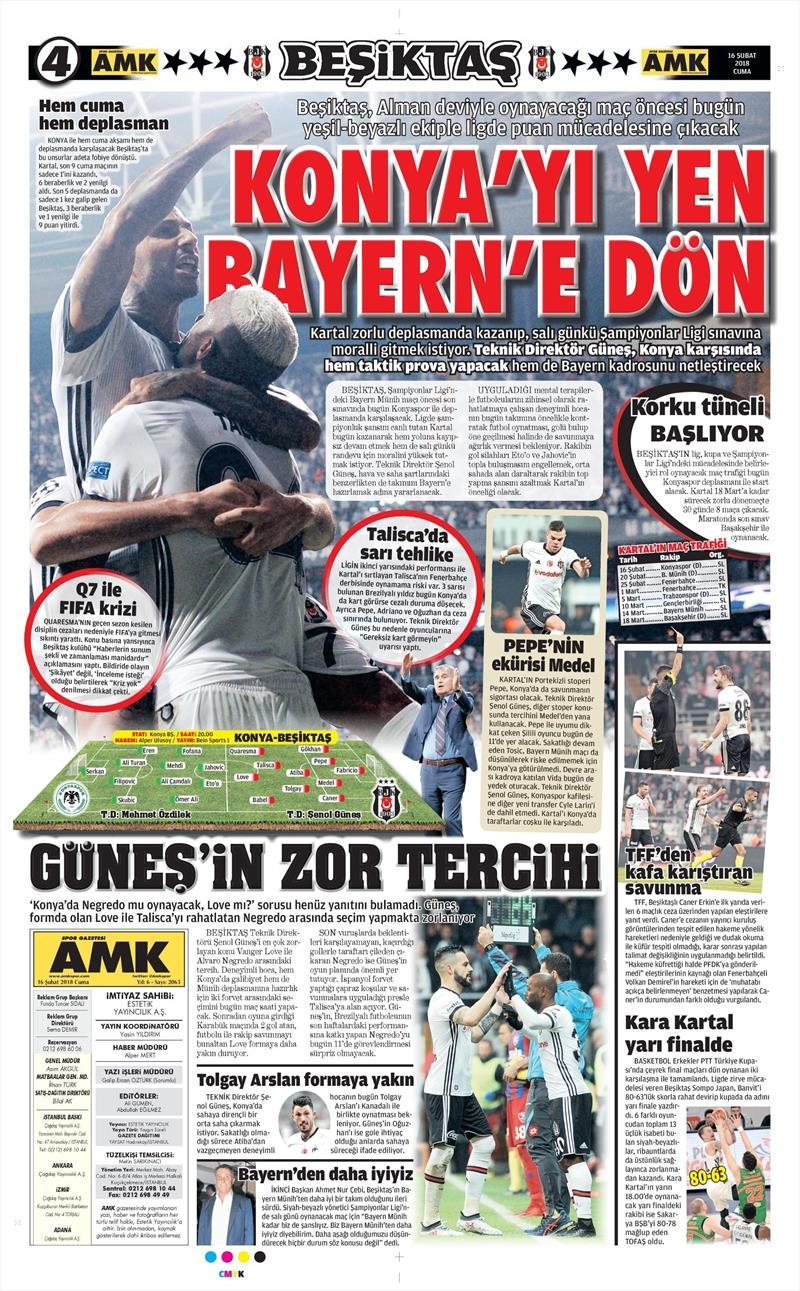 16 Şubat 2018 | Gazetelerin Beşiktaş Manşetleri - Görsel 6