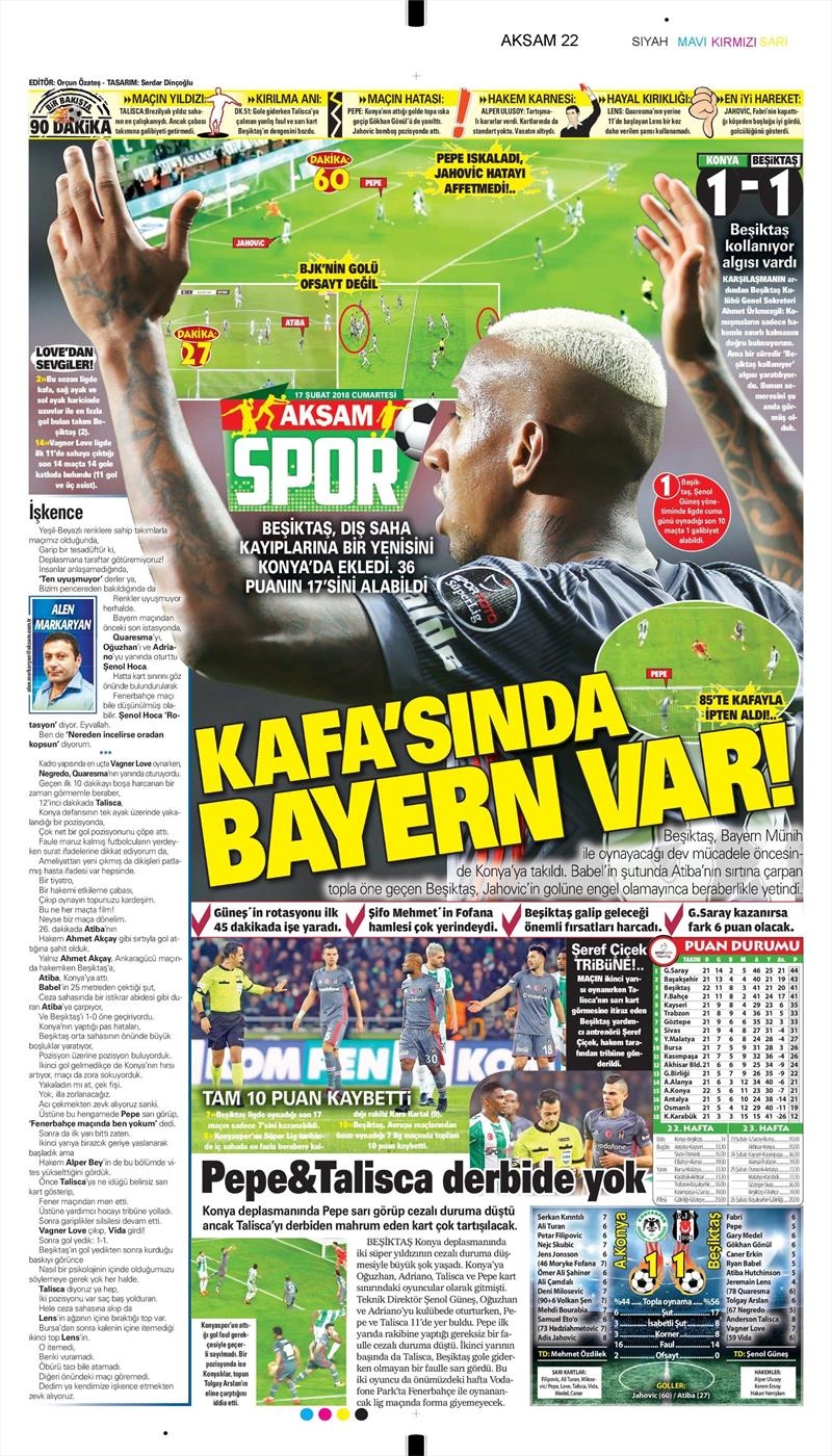 17 Şubat 2018 | Gazetelerin Beşiktaş Manşetleri - Görsel 15