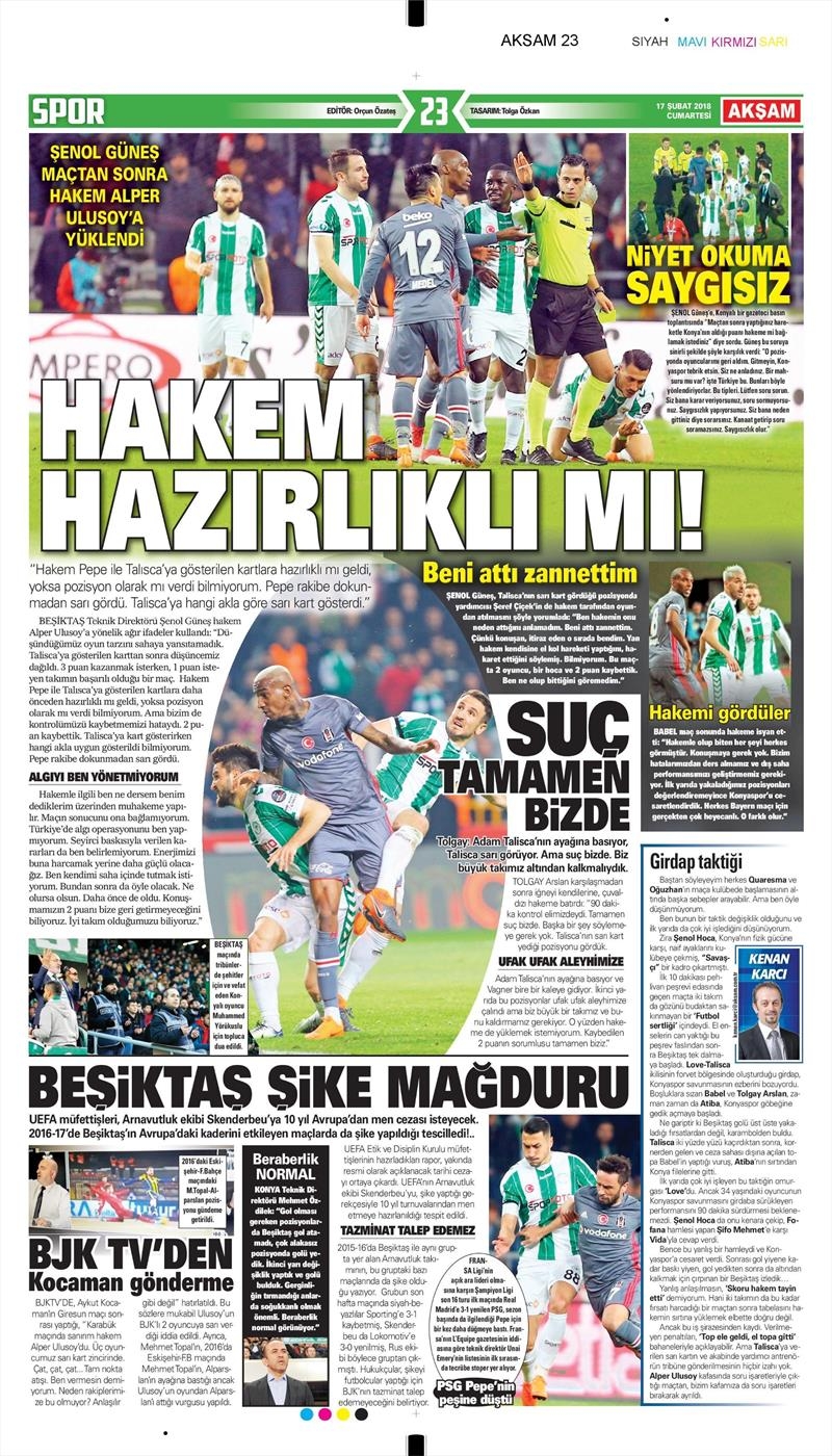 17 Şubat 2018 | Gazetelerin Beşiktaş Manşetleri - Görsel 16