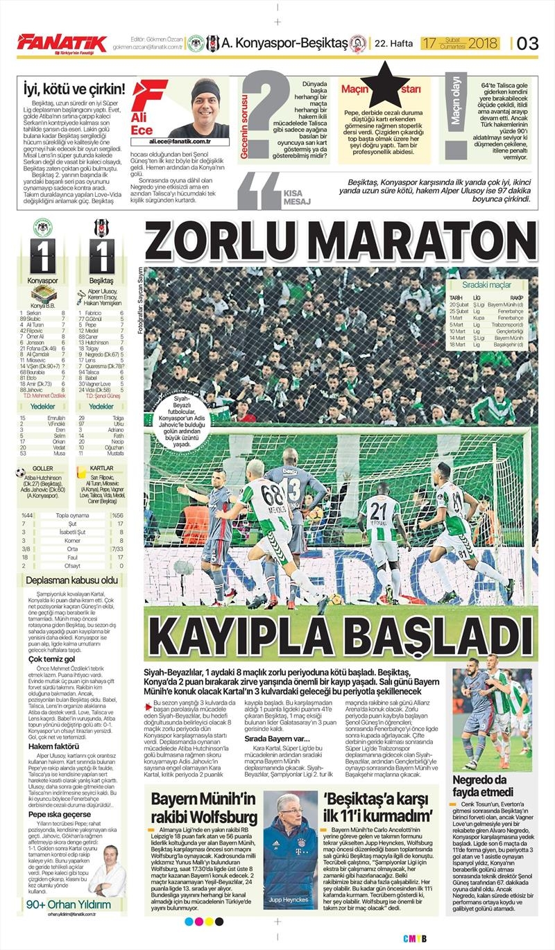 17 Şubat 2018 | Gazetelerin Beşiktaş Manşetleri - Görsel 3