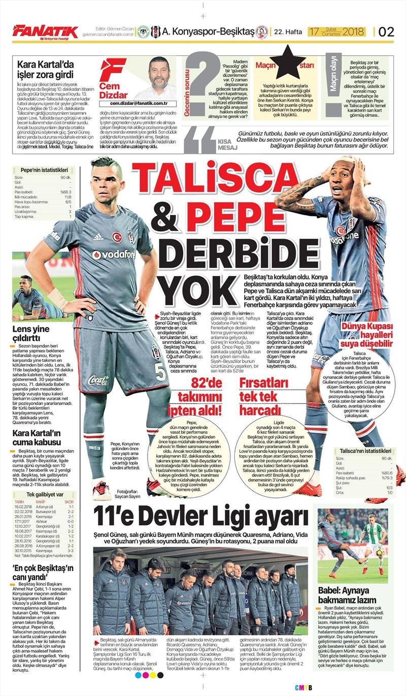 17 Şubat 2018 | Gazetelerin Beşiktaş Manşetleri - Görsel 4