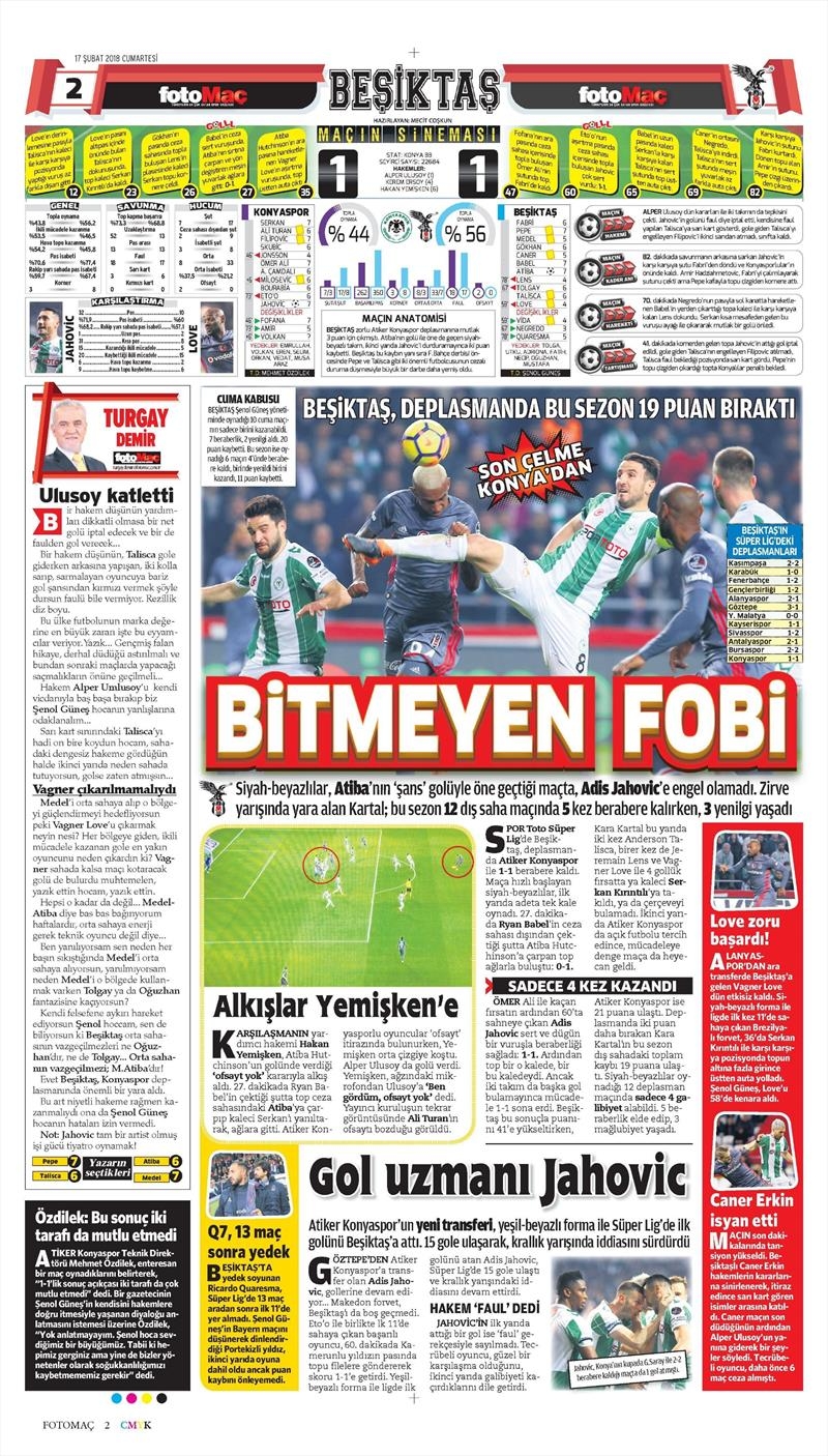 17 Şubat 2018 | Gazetelerin Beşiktaş Manşetleri - Görsel 7