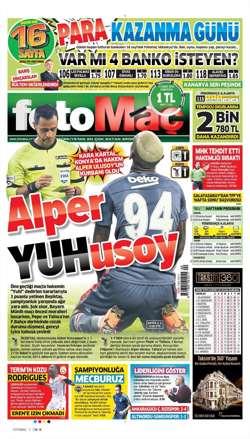 17 Şubat 2018 | Gazetelerin Beşiktaş Manşetleri - Görsel 8