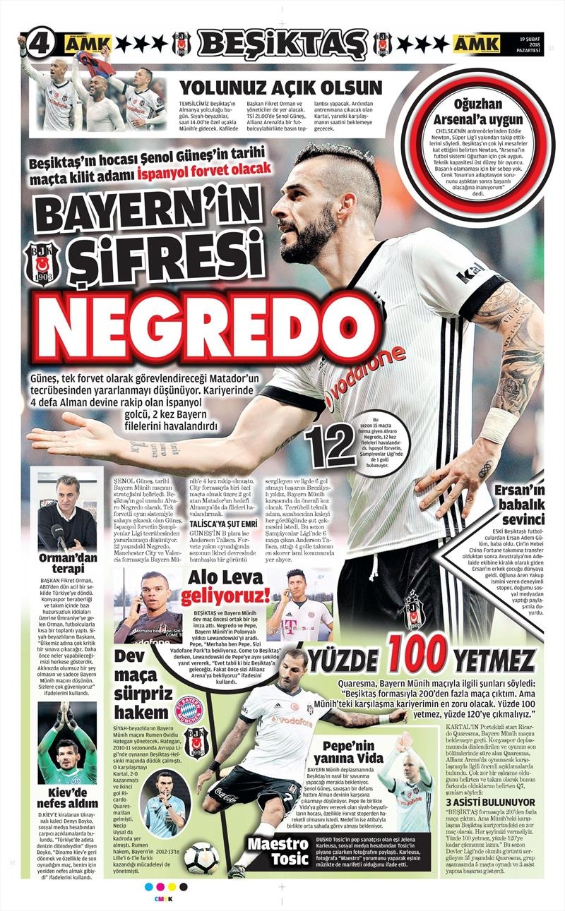 19 Şubat 2018 | Gazetelerin Beşiktaş Manşetleri - Görsel 2