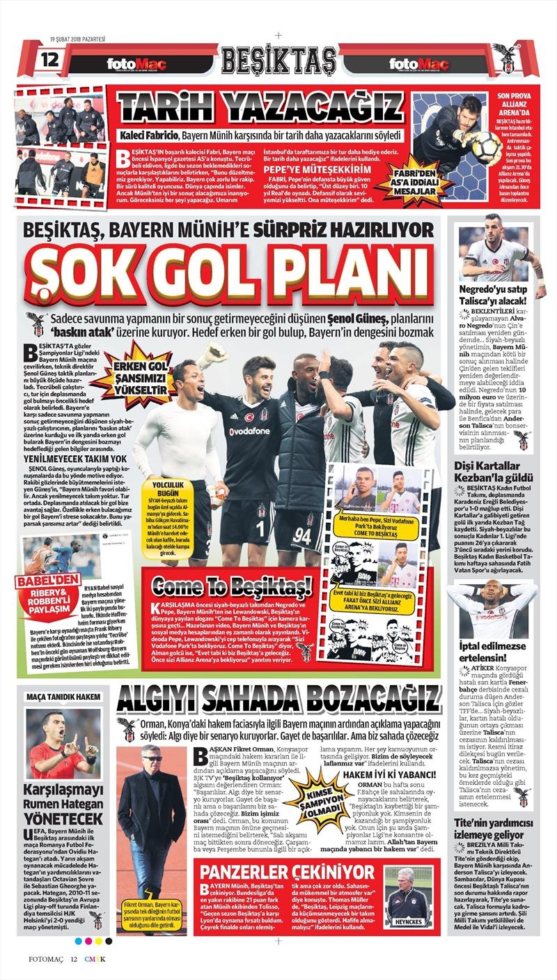 19 Şubat 2018 | Gazetelerin Beşiktaş Manşetleri - Görsel 5