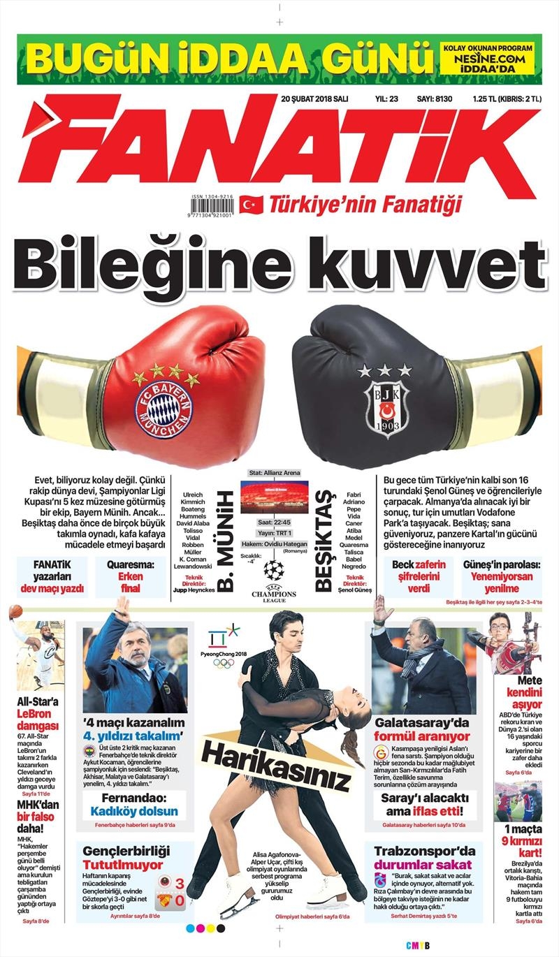 20 Şubat 2018 | Gazetelerin Beşiktaş Manşetleri - Görsel 1