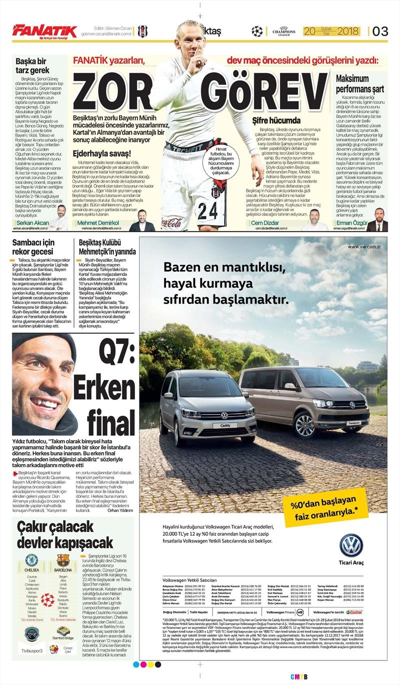 20 Şubat 2018 | Gazetelerin Beşiktaş Manşetleri - Görsel 2