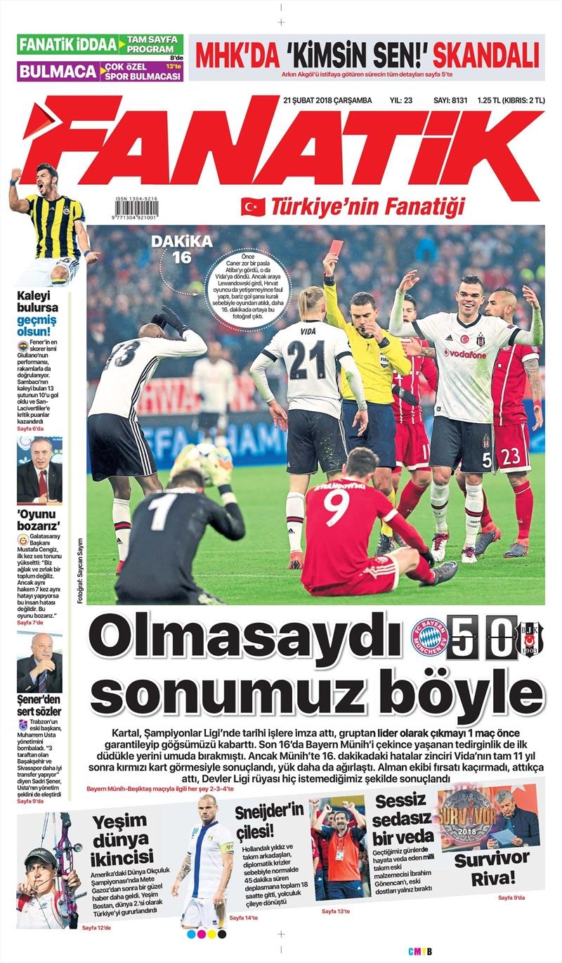 21 Şubat 2018 | Gazetelerin Beşiktaş Manşetleri - Görsel 1