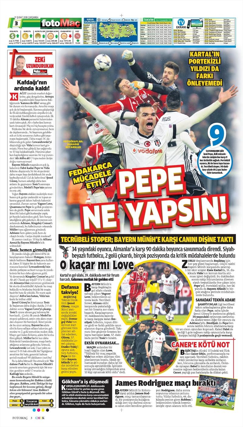 21 Şubat 2018 | Gazetelerin Beşiktaş Manşetleri - Görsel 10