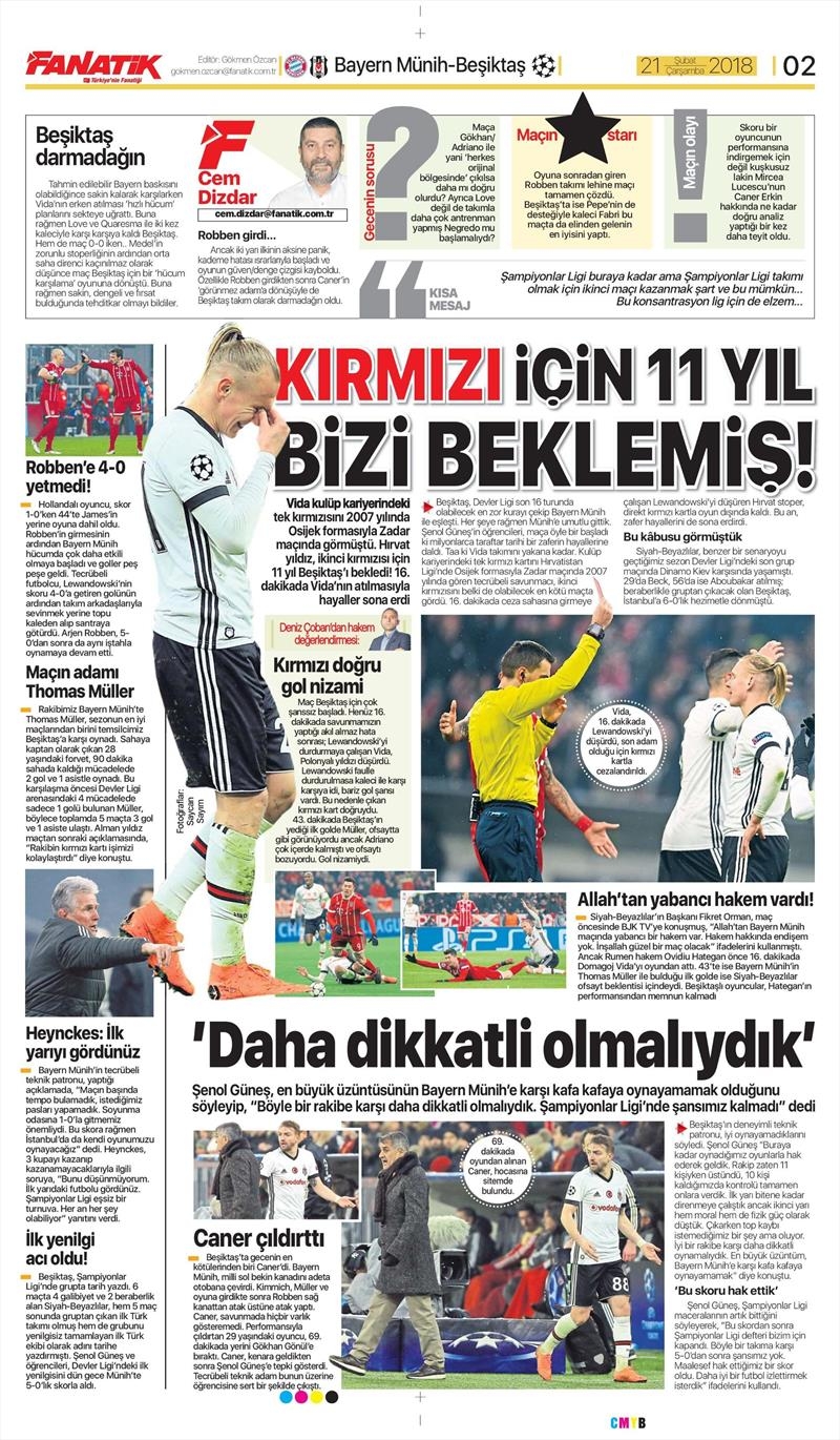 21 Şubat 2018 | Gazetelerin Beşiktaş Manşetleri - Görsel 6