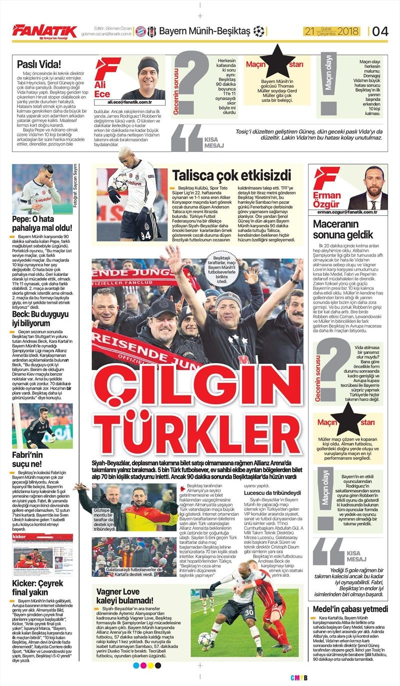 21 Şubat 2018 | Gazetelerin Beşiktaş Manşetleri - Görsel 7