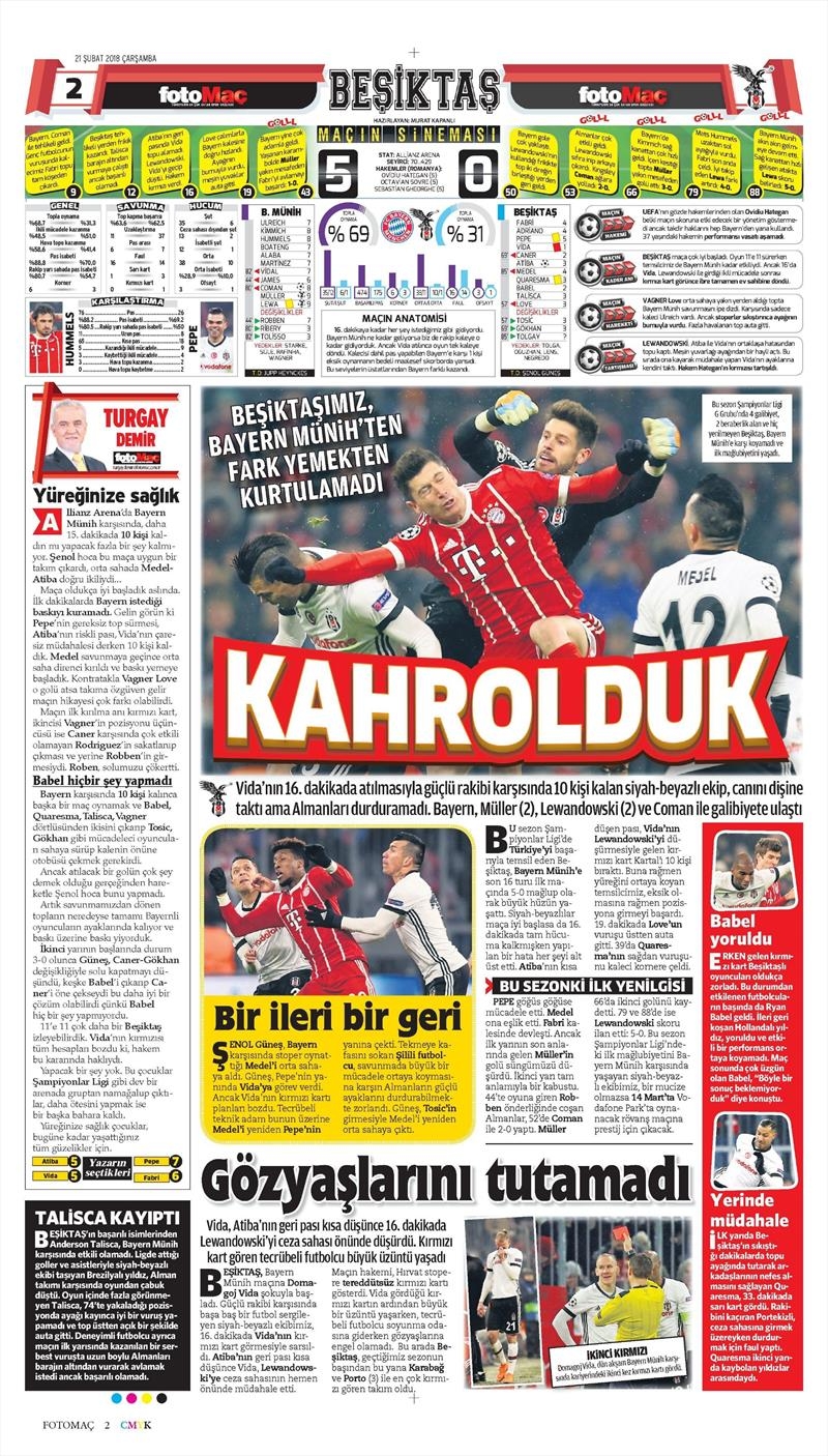 21 Şubat 2018 | Gazetelerin Beşiktaş Manşetleri - Görsel 9