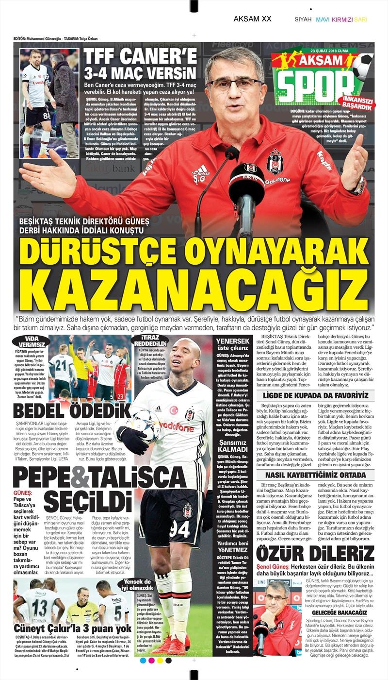 23 Şubat 2018 | Gazetelerin Beşiktaş Manşetleri - Görsel 1