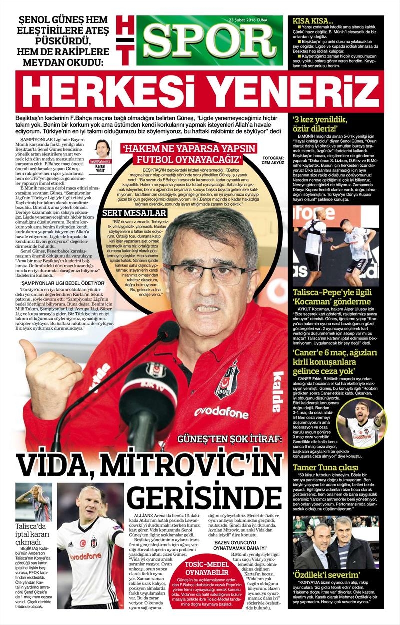 23 Şubat 2018 | Gazetelerin Beşiktaş Manşetleri - Görsel 6