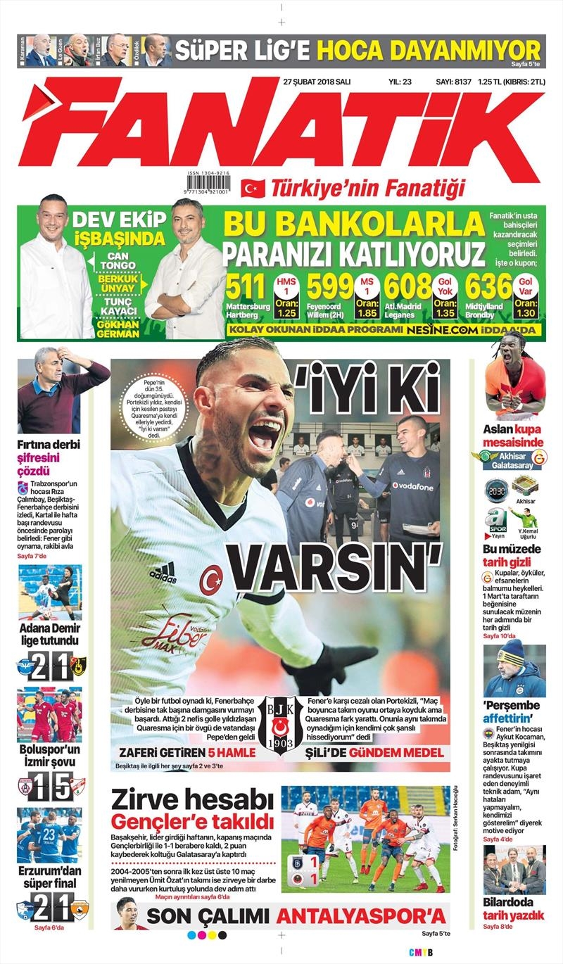 27 Şubat 2018 | Gazetelerin Beşiktaş Manşetleri - Görsel 1