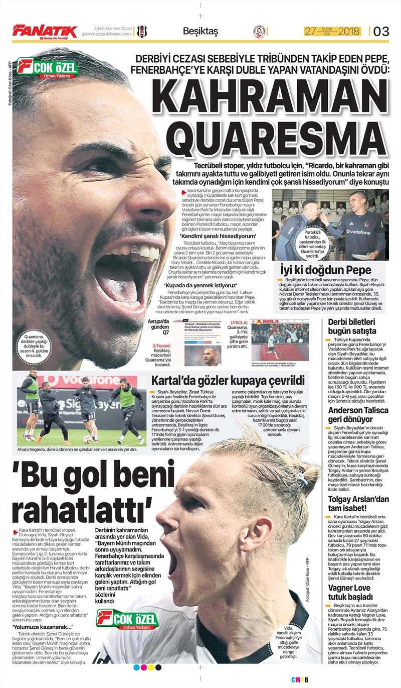 27 Şubat 2018 | Gazetelerin Beşiktaş Manşetleri - Görsel 3