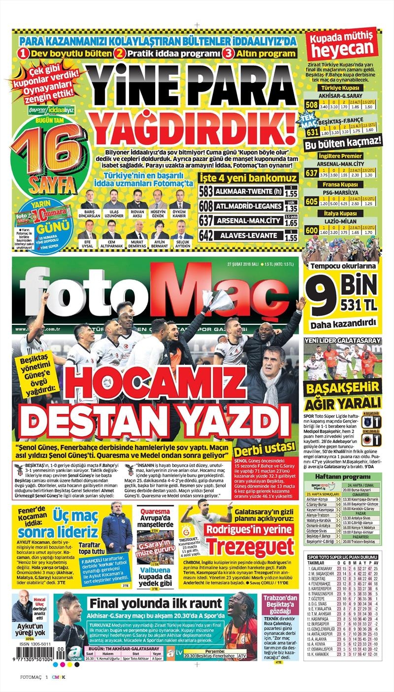 27 Şubat 2018 | Gazetelerin Beşiktaş Manşetleri - Görsel 7