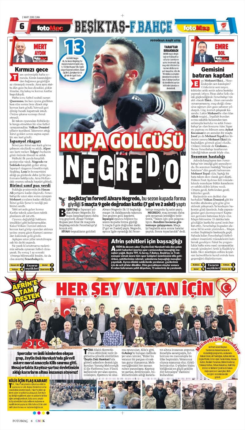 02 Mart 2018 | Gazetelerin Beşiktaş Manşetleri - Görsel 12