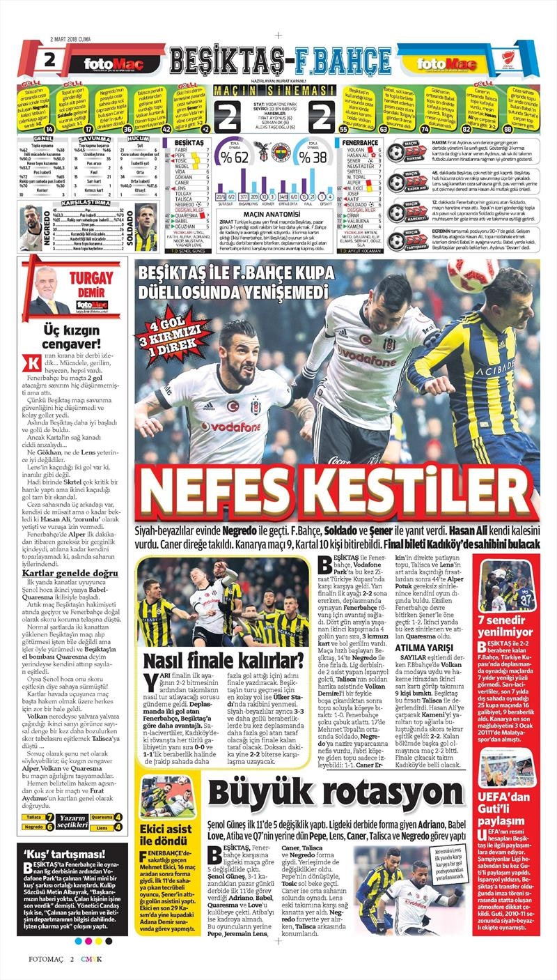 02 Mart 2018 | Gazetelerin Beşiktaş Manşetleri - Görsel 14
