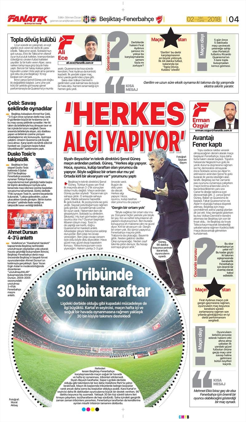 02 Mart 2018 | Gazetelerin Beşiktaş Manşetleri - Görsel 8