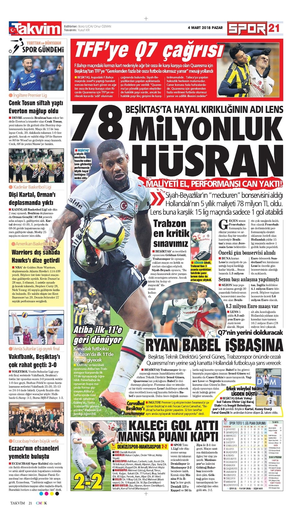 04 Mart 2018 | Gazetelerin Beşiktaş Manşetleri - Görsel 5