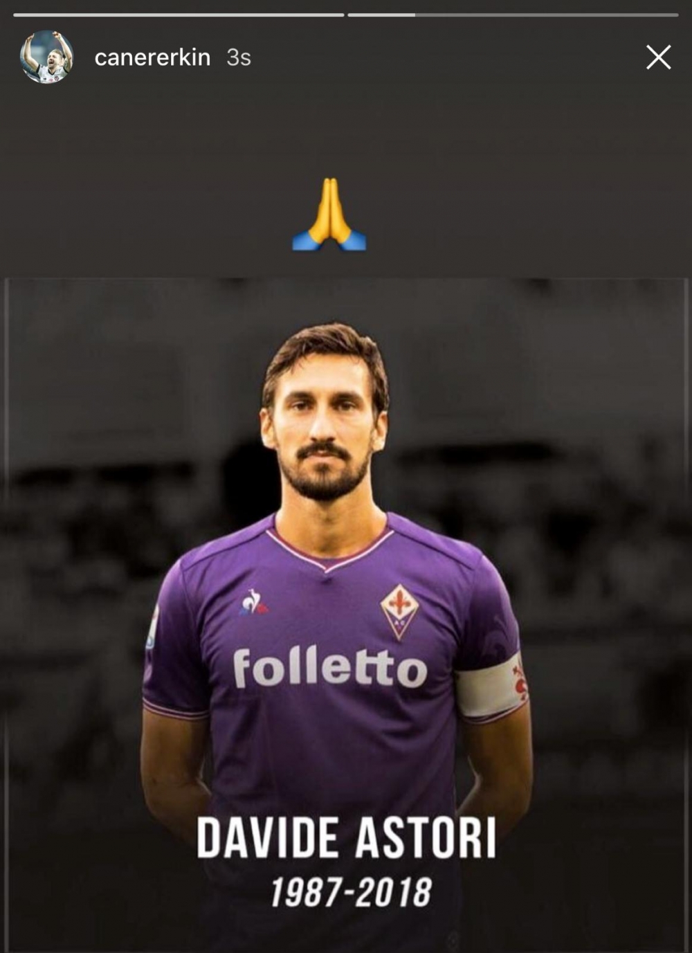 Beşiktaşlı futbolculardan Davide Astori paylaşımları... - Görsel 1
