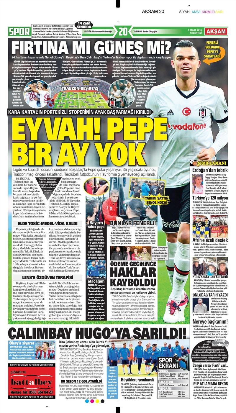 05 Mart 2018 | Gazetelerin Beşiktaş Manşetleri - Görsel 4