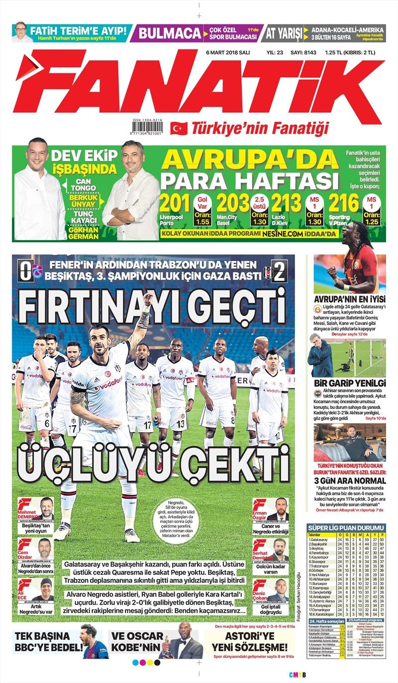 06 Mart 2018 | Gazetelerin Beşiktaş Manşetleri - Görsel 4